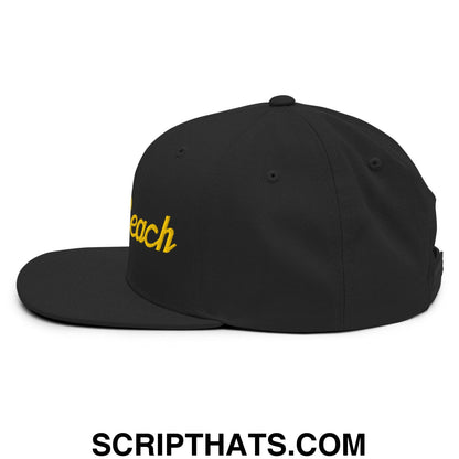 Long Beach Gold Script Snapback Hat Black