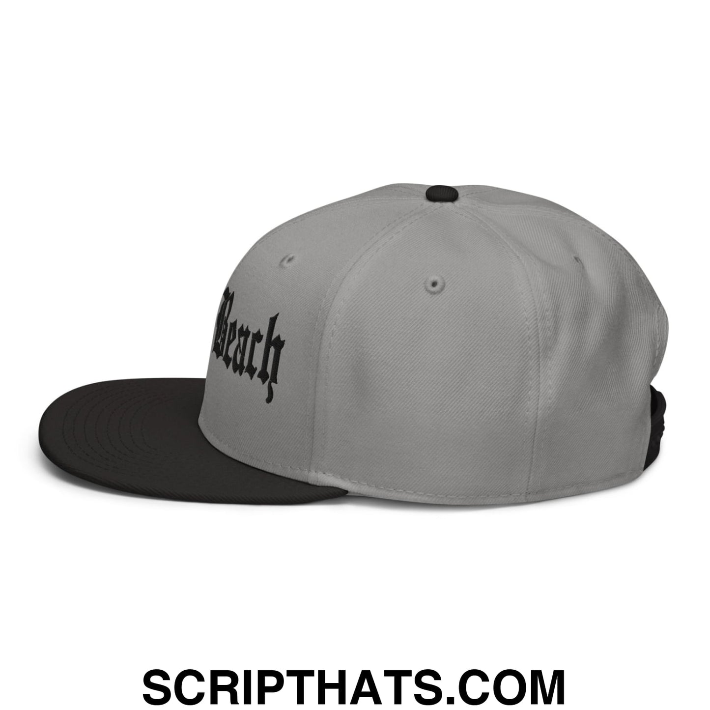 Long Beach II Old English Snapback Hat Black Gray Gray