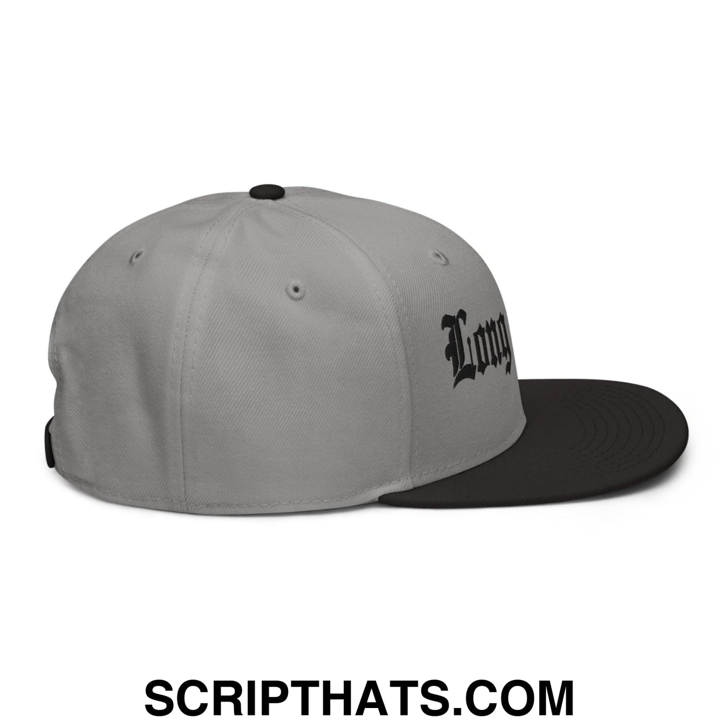 Long Beach II Old English Snapback Hat Black Gray Gray