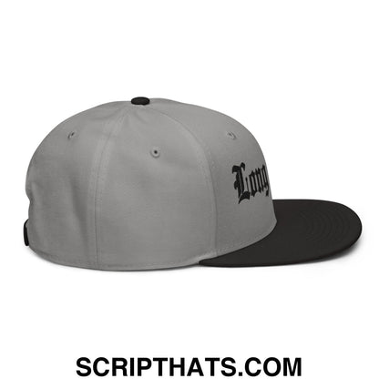 Long Beach II Old English Snapback Hat Black Gray Gray