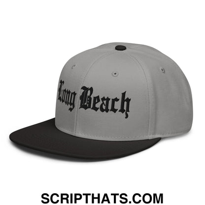 Long Beach II Old English Snapback Hat Black Gray Gray