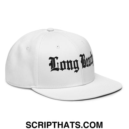 Long Beach II Old English Snapback Hat White