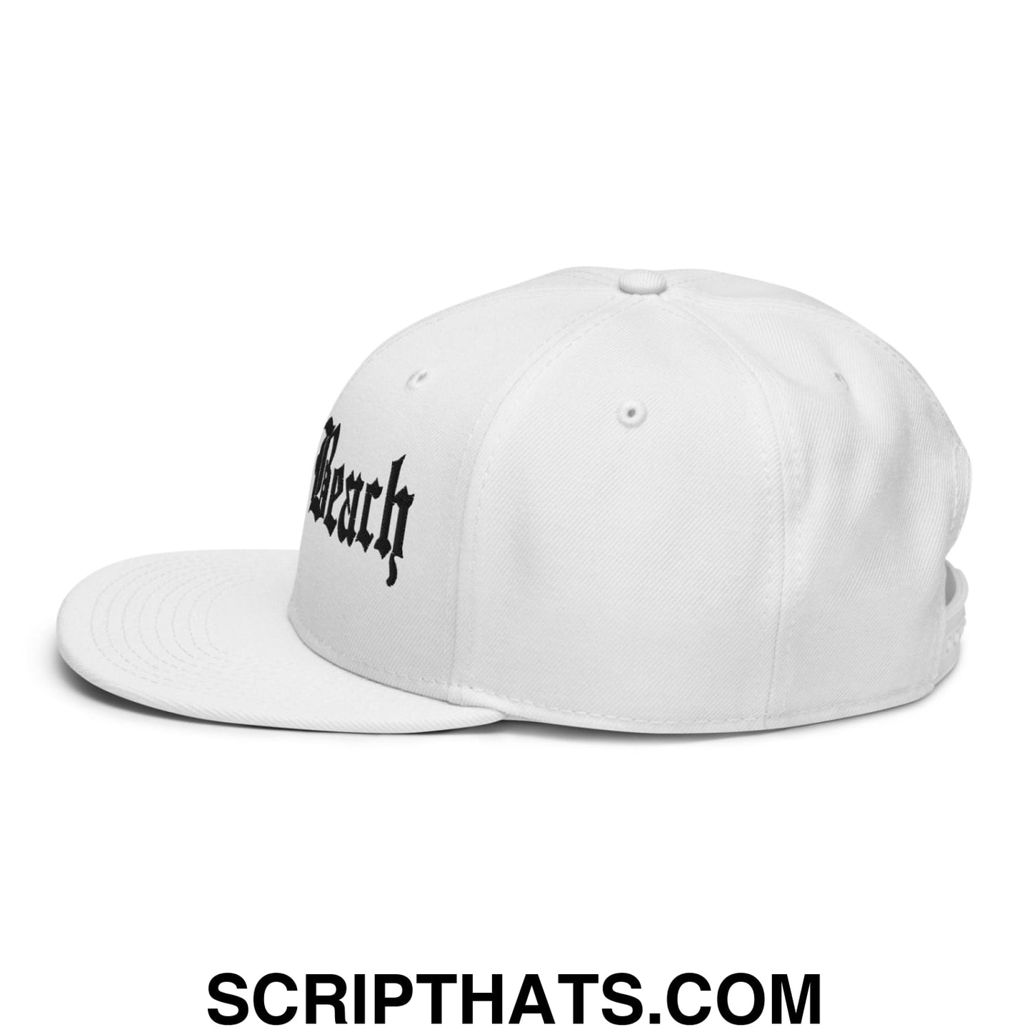 Long Beach II Old English Snapback Hat White