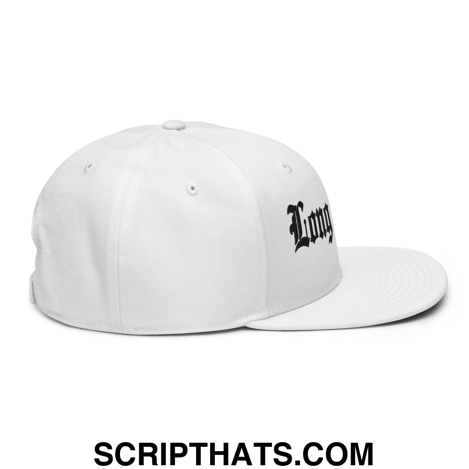 Long Beach II Old English Snapback Hat White