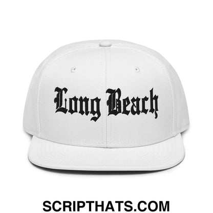 Long Beach II Old English Snapback Hat White