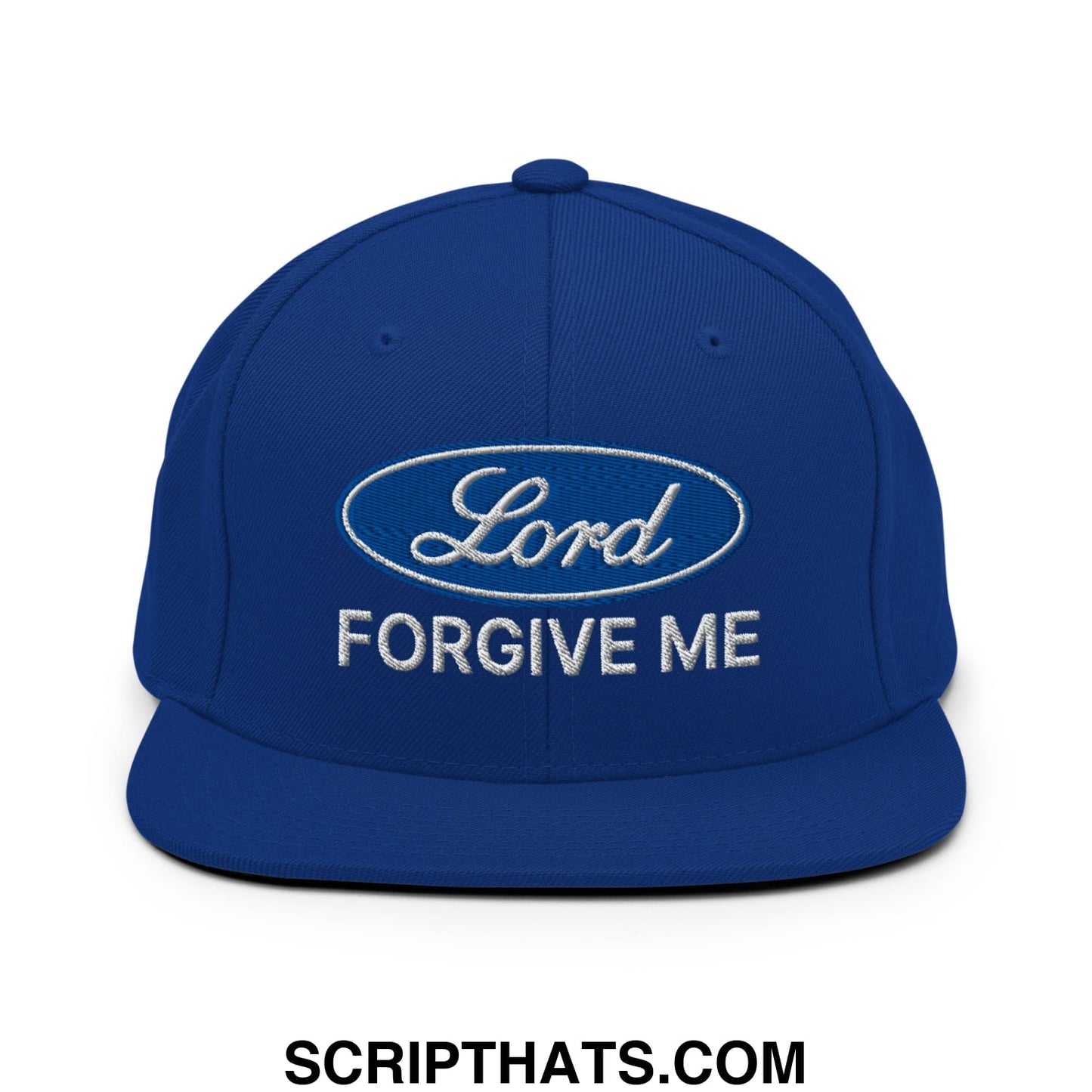 Lord Forgive Me Embroidered Flat Bill Brim Snapback Hat Royal Blue