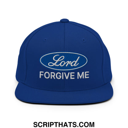 Lord Forgive Me Embroidered Flat Bill Brim Snapback Hat Royal Blue