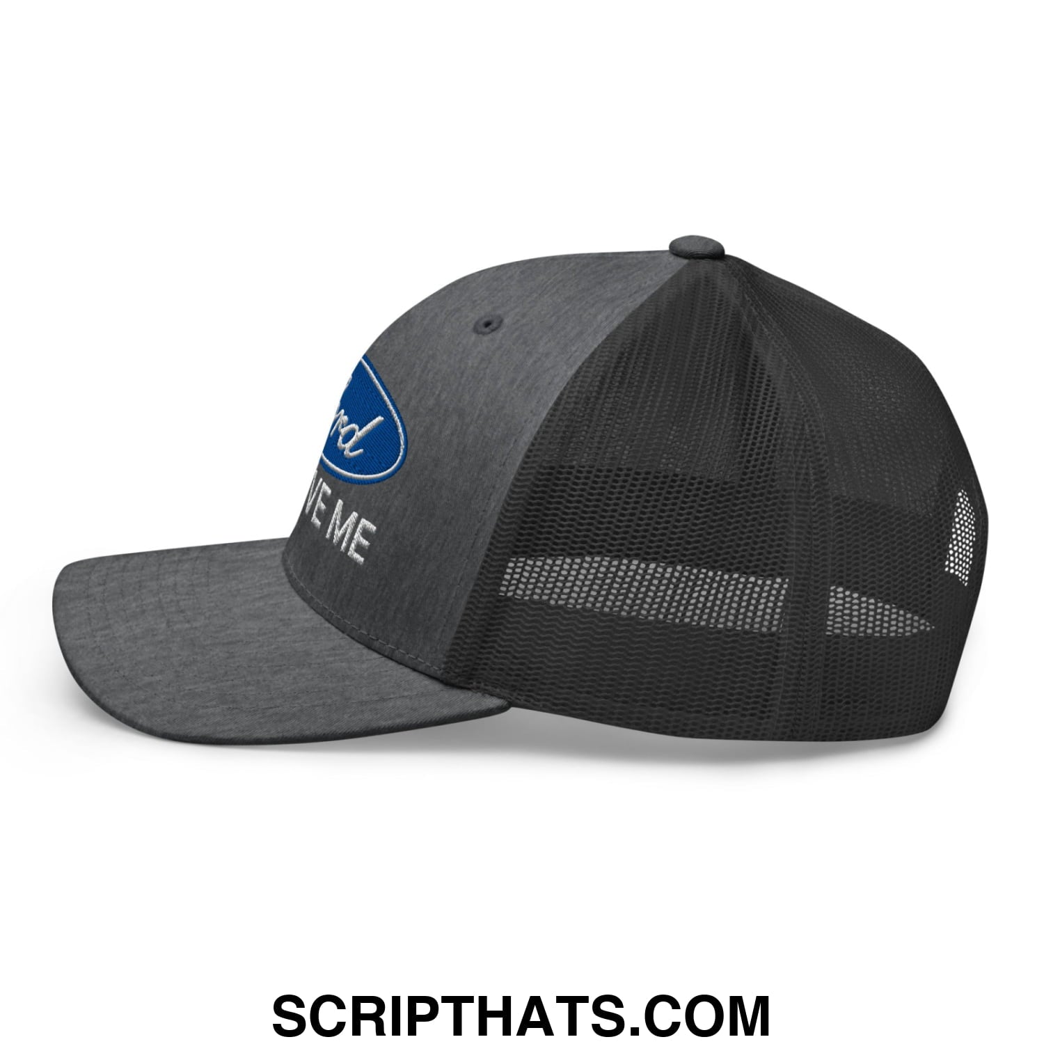 Lord Forgive Me Embroidered Mesh Trucker Hat Dark Heather Gray