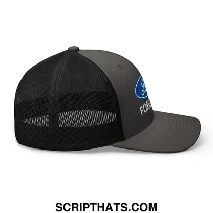 Lord Forgive Me Embroidered Mesh Trucker Hat Charcoal Black