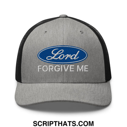 Lord Forgive Me Embroidered Mesh Trucker Hat Heather Black