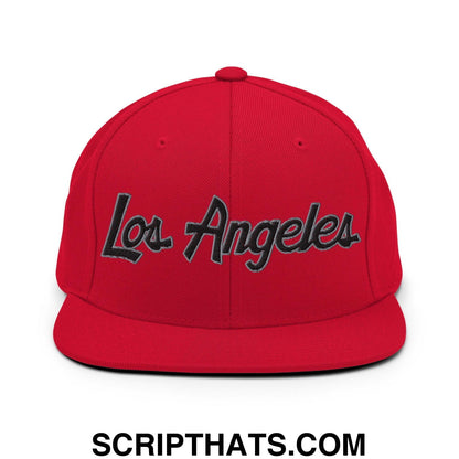 Los Angeles Baseball Script Snapback Hat Red
