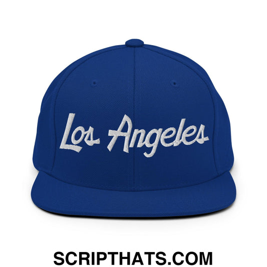 Los Angeles Baseball Script Snapback Hat Royal Blue