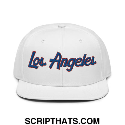 Los Angeles Basketball Script Snapback Hat White