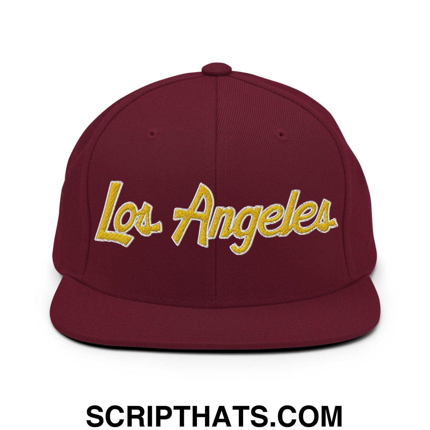 Los Angeles College Script Snapback Hat Maroon