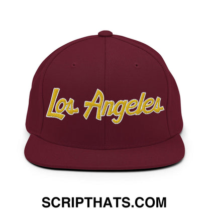 Los Angeles College Script Snapback Hat Maroon