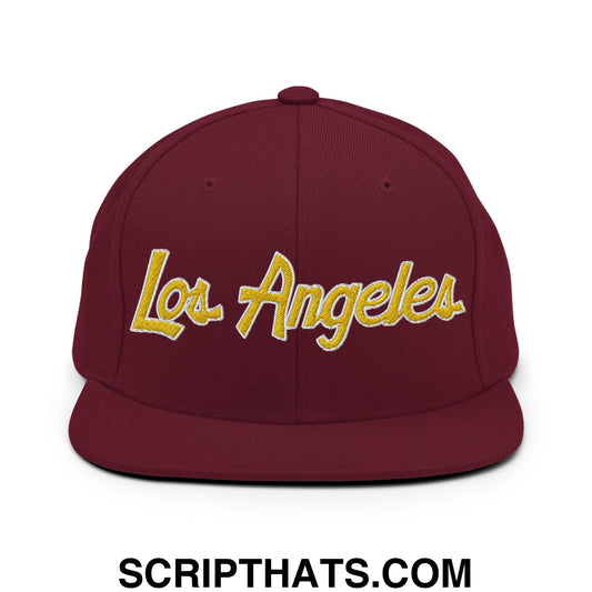 Los Angeles College Script Snapback Hat Maroon