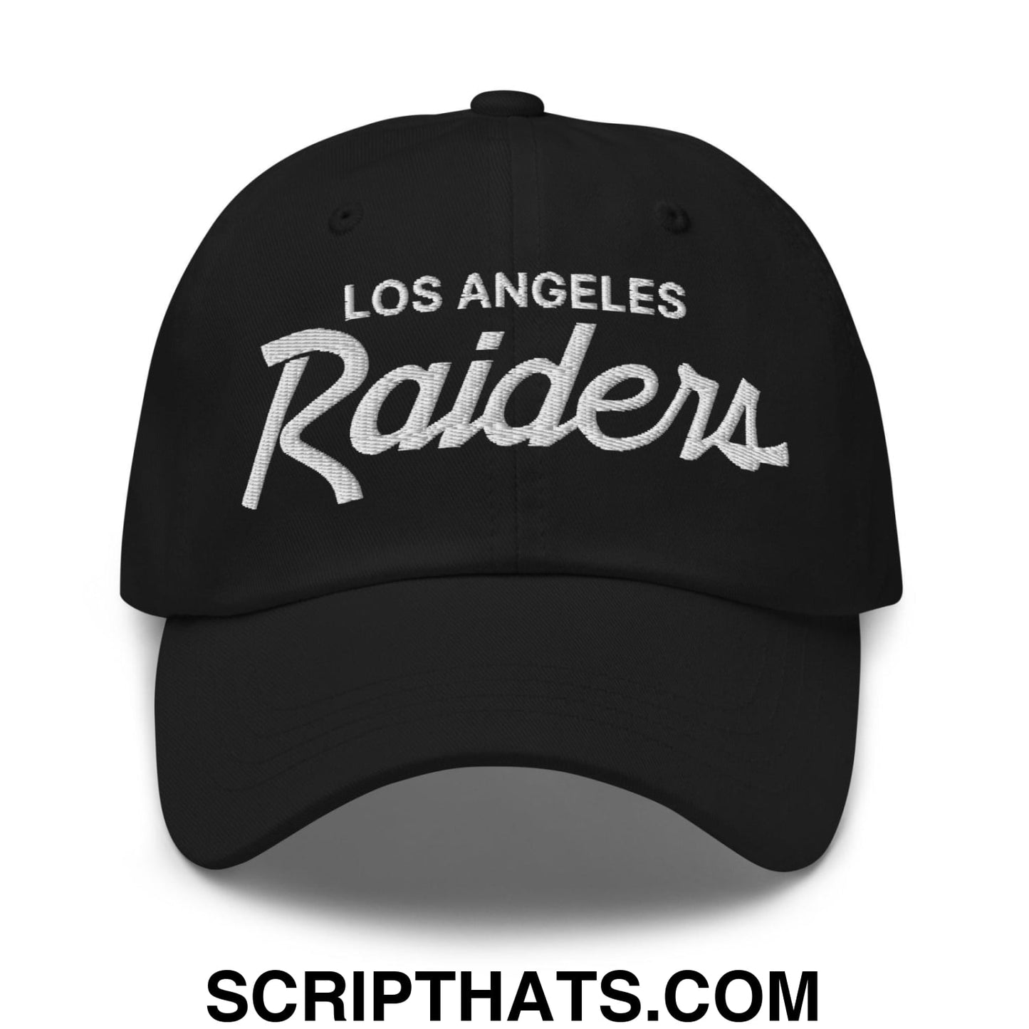 Los Angeles LA Raiders Vintage Sports Script Embroidered Dad Hat Black