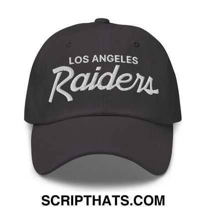 Los Angeles LA Raiders Vintage Sports Script Embroidered Dad Hat Dark Grey