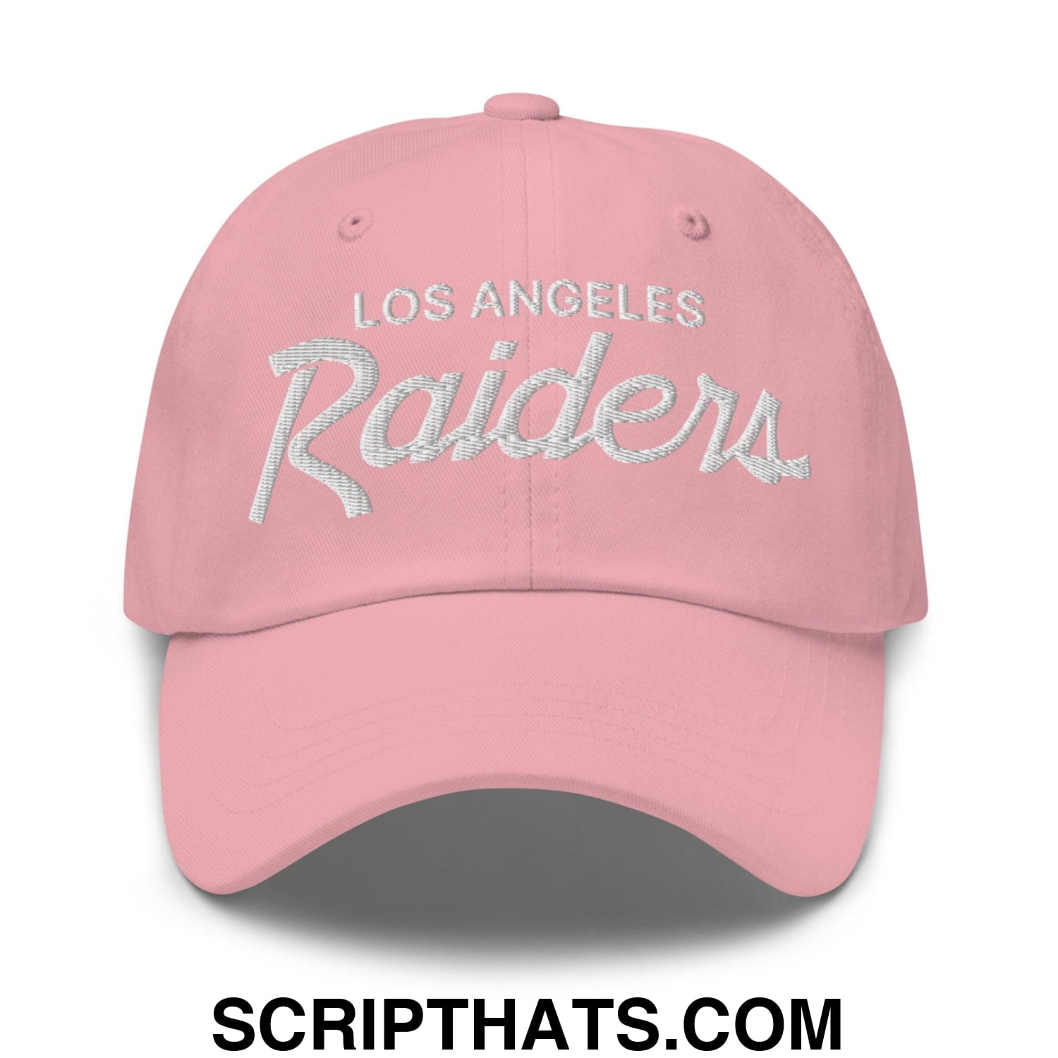 Los Angeles LA Raiders Vintage Sports Script Embroidered Dad Hat Pink