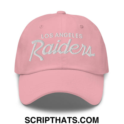 Los Angeles LA Raiders Vintage Sports Script Embroidered Dad Hat Pink