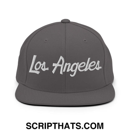 Los Angeles Script Snapback Hat Dark Grey