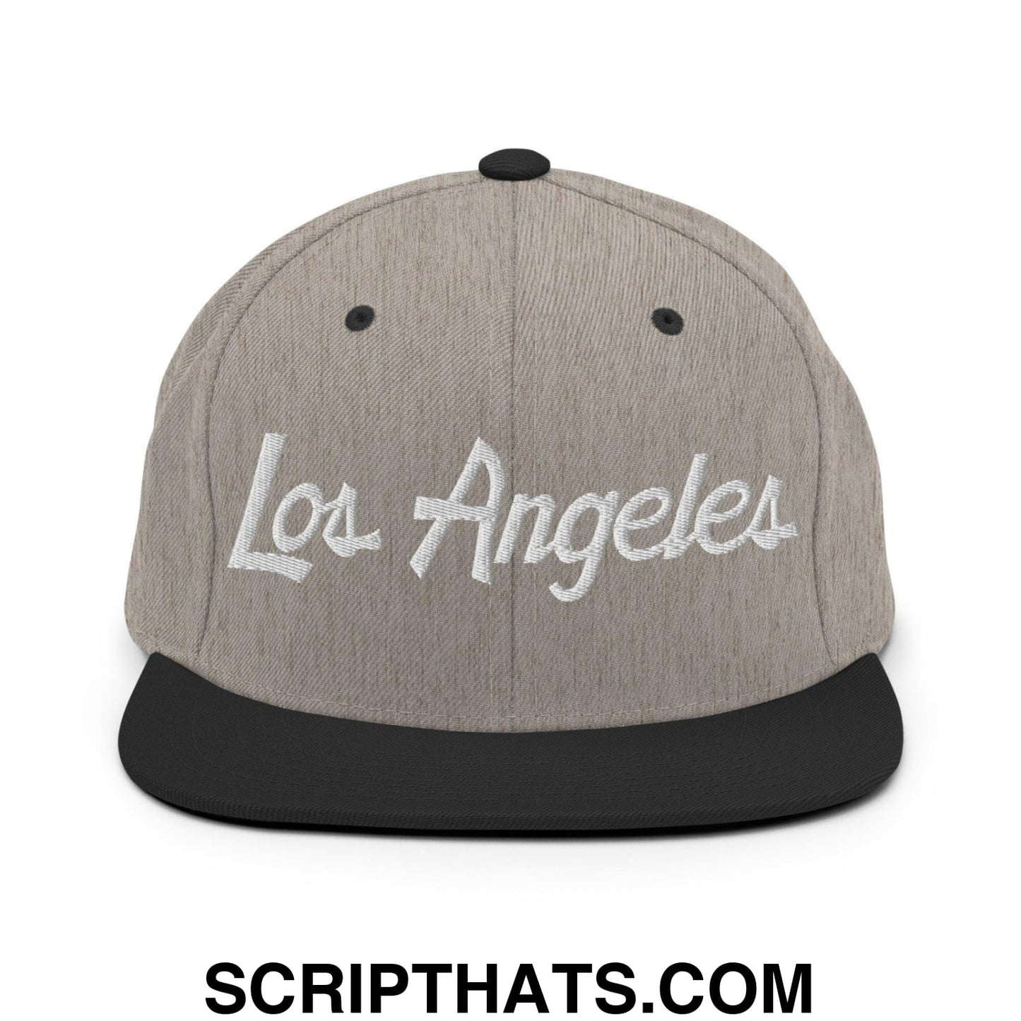 Los Angeles Script Snapback Hat Heather Black