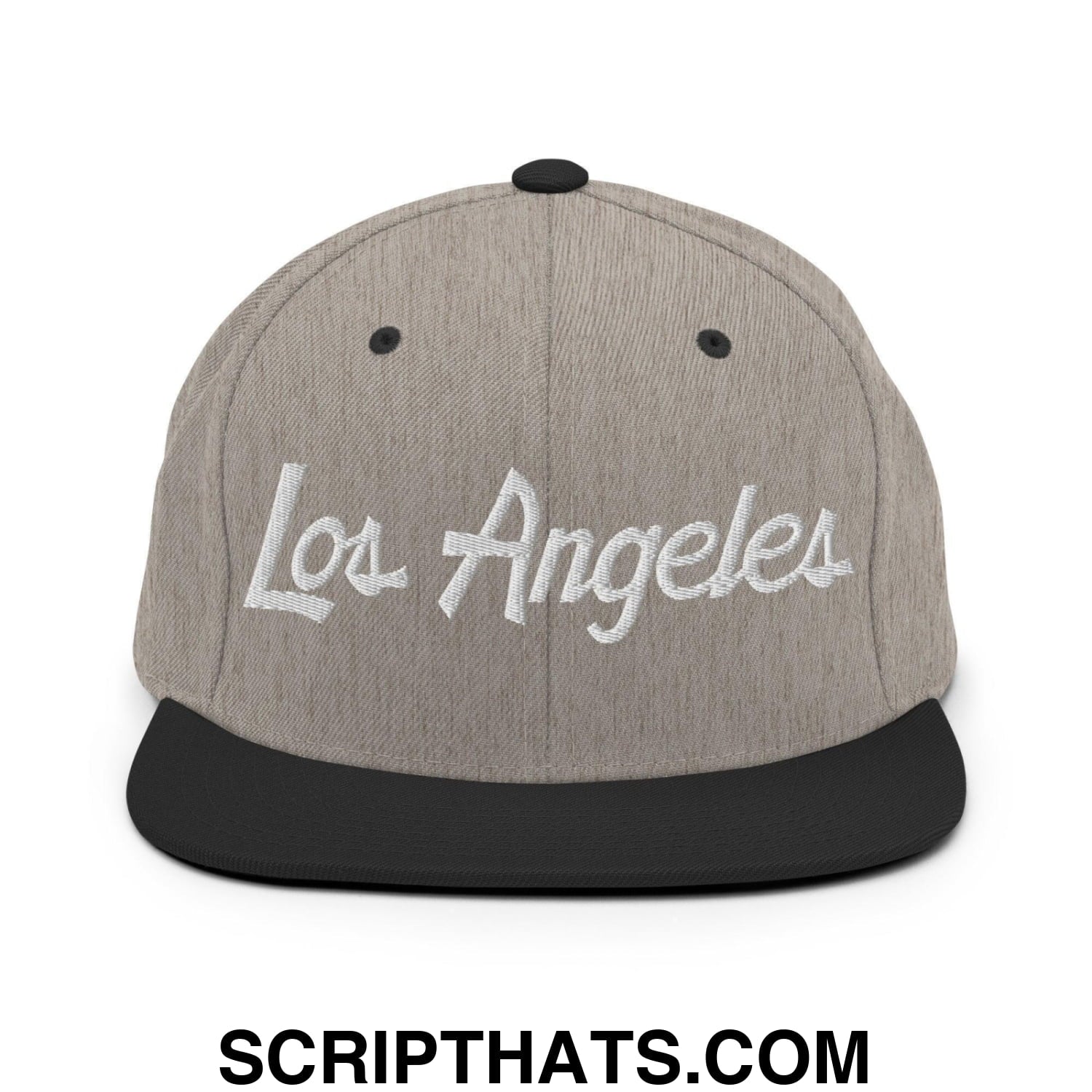 Los Angeles Script Snapback Hat Heather Black