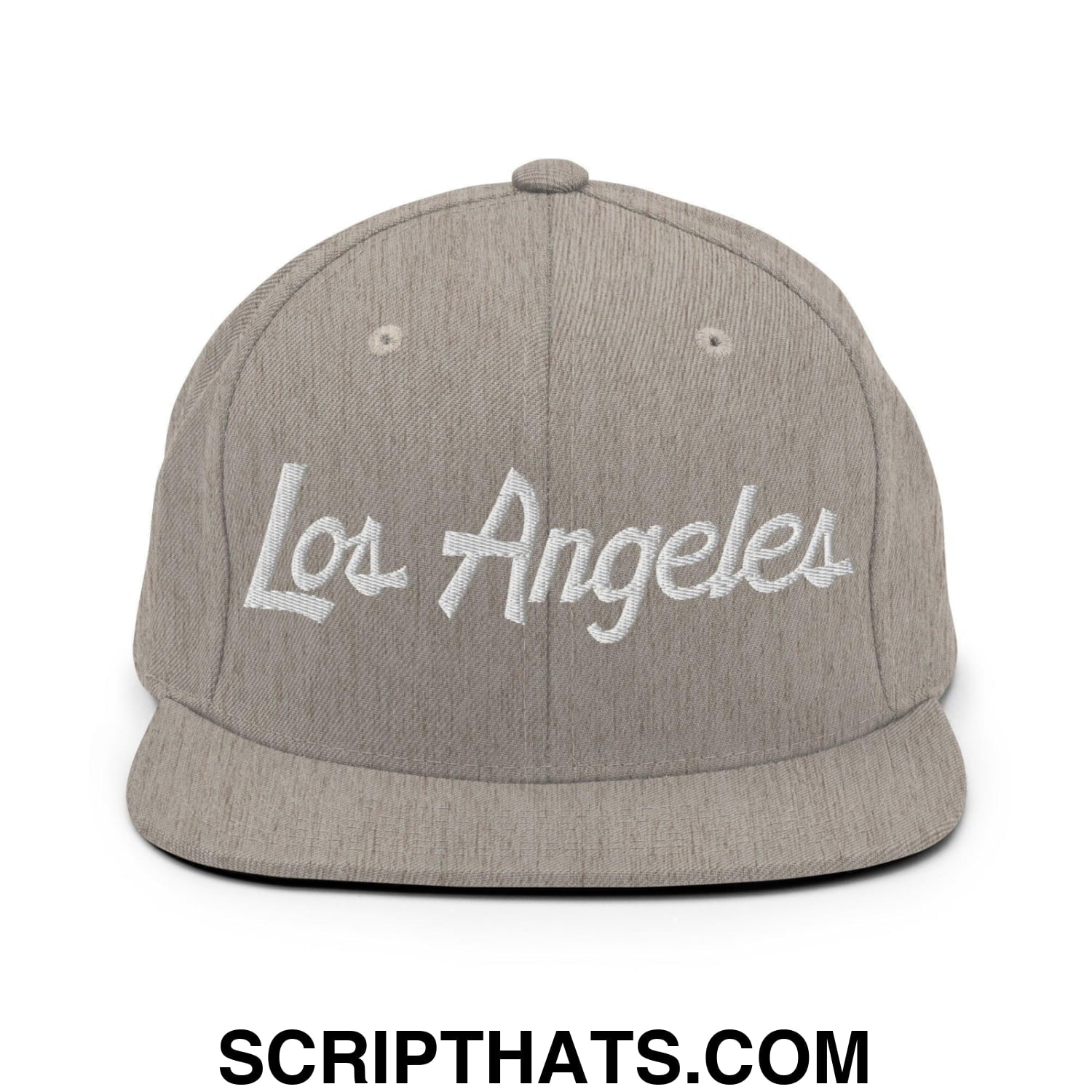 Los Angeles Script Snapback Hat Heather Grey