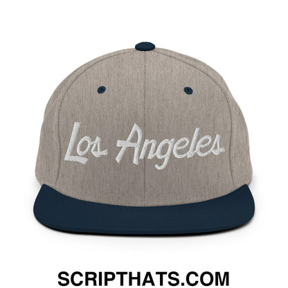 Los Angeles Script Snapback Hat Heather Grey Navy