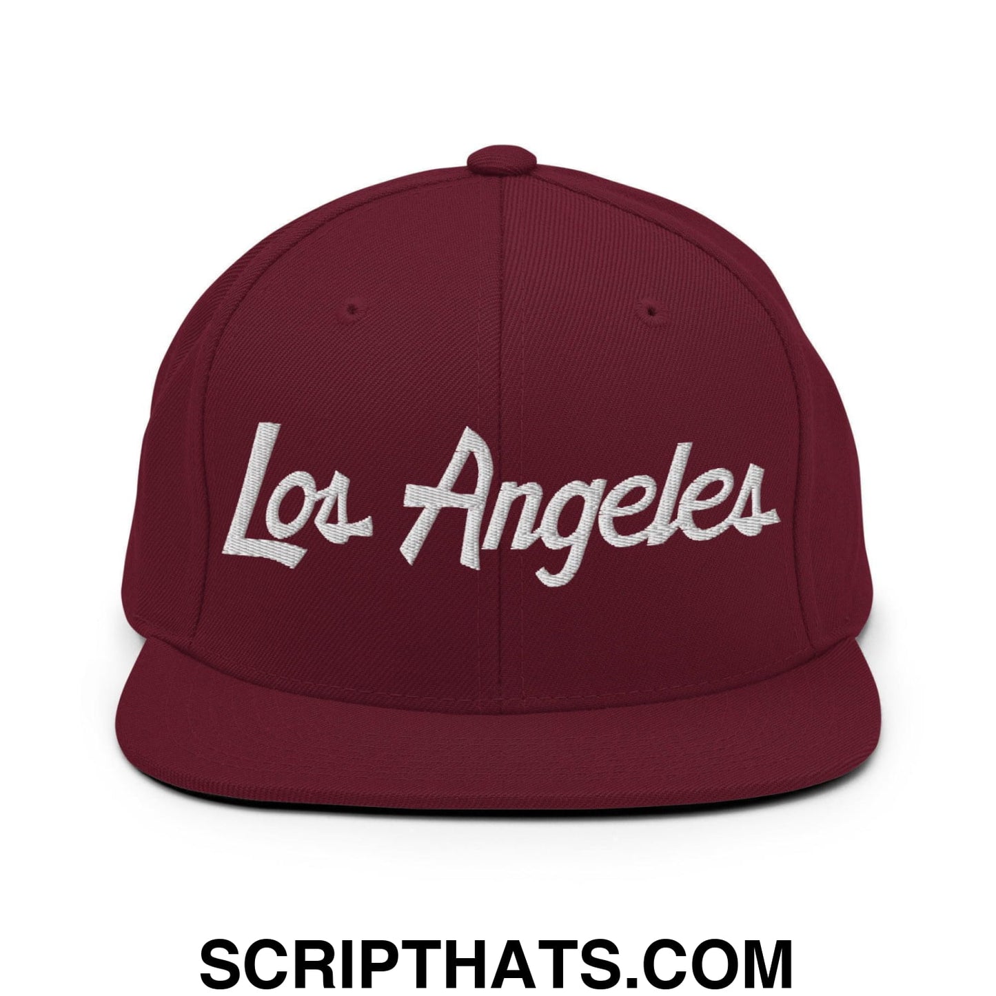 Los Angeles Script Snapback Hat Maroon