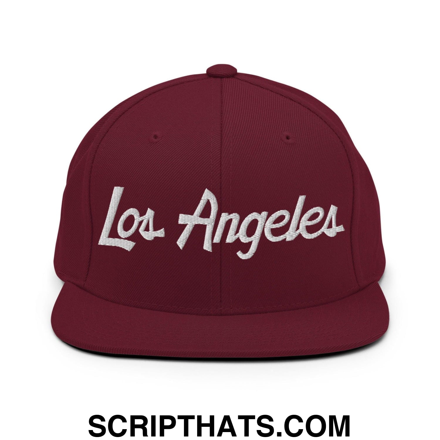 Los Angeles Script Snapback Hat Maroon