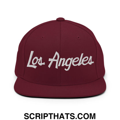Los Angeles Script Snapback Hat Maroon