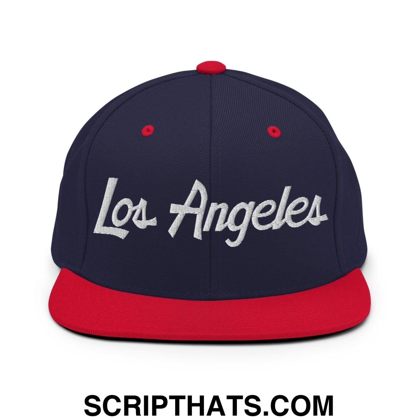 Los Angeles Script Snapback Hat Navy Red