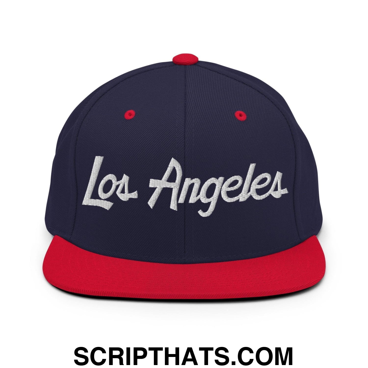 Los Angeles Script Snapback Hat Navy Red