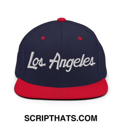 Los Angeles Script Snapback Hat Navy Red