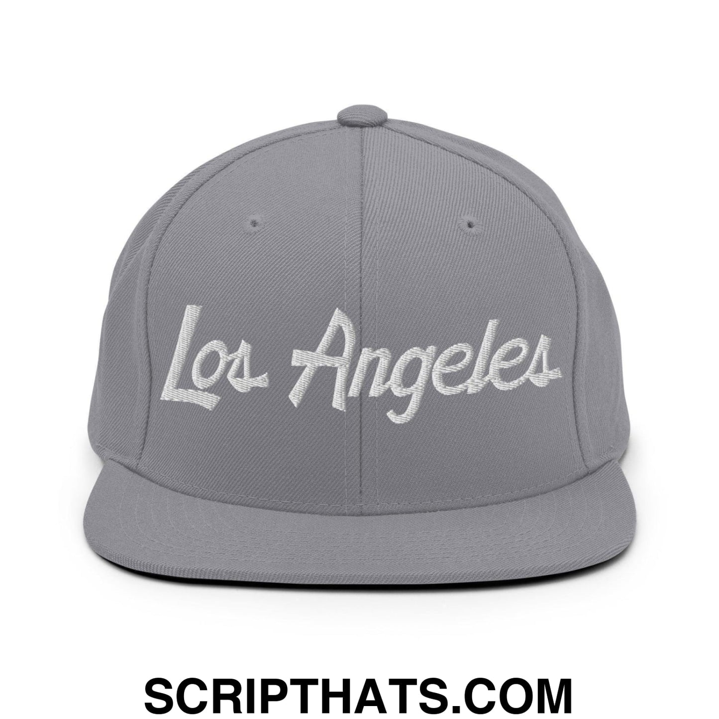 Los Angeles Script Snapback Hat Silver