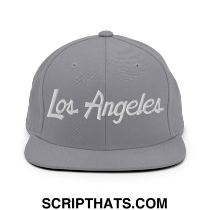 Los Angeles Script Snapback Hat Silver
