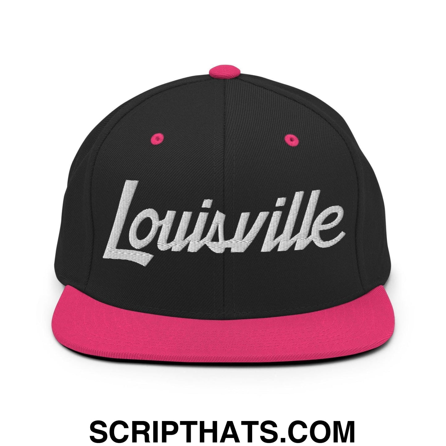 Louisville Script Snapback Hat Black Neon Pink