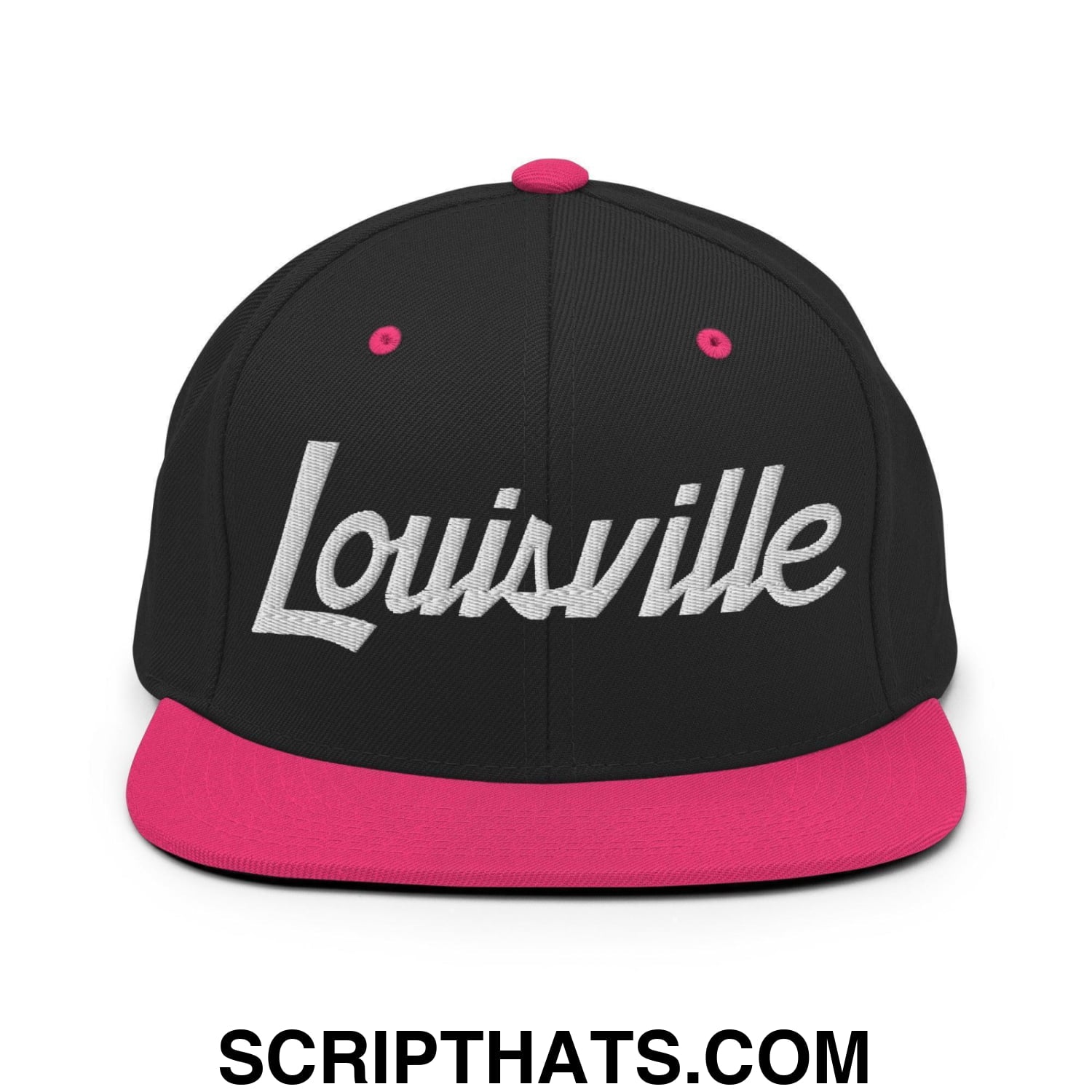 Louisville Script Snapback Hat Black Neon Pink