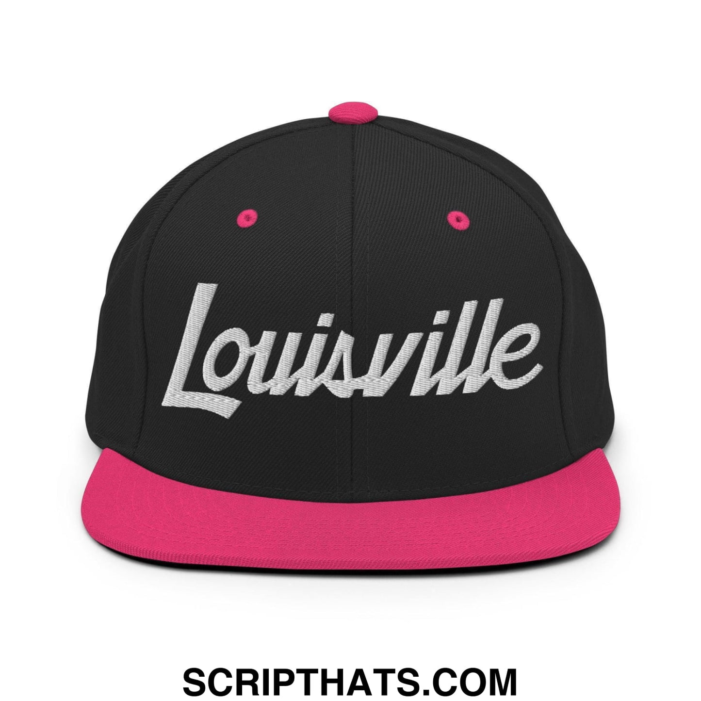 Louisville Script Snapback Hat Black Neon Pink