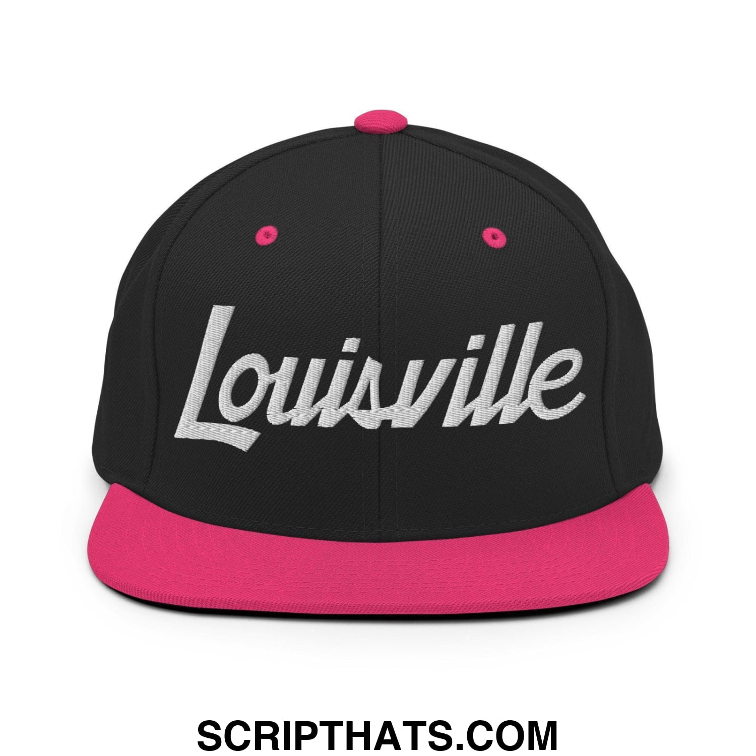 Louisville Script Snapback Hat Black Neon Pink