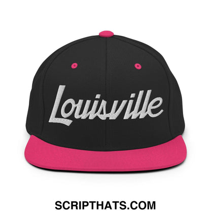 Louisville Script Snapback Hat Black Neon Pink