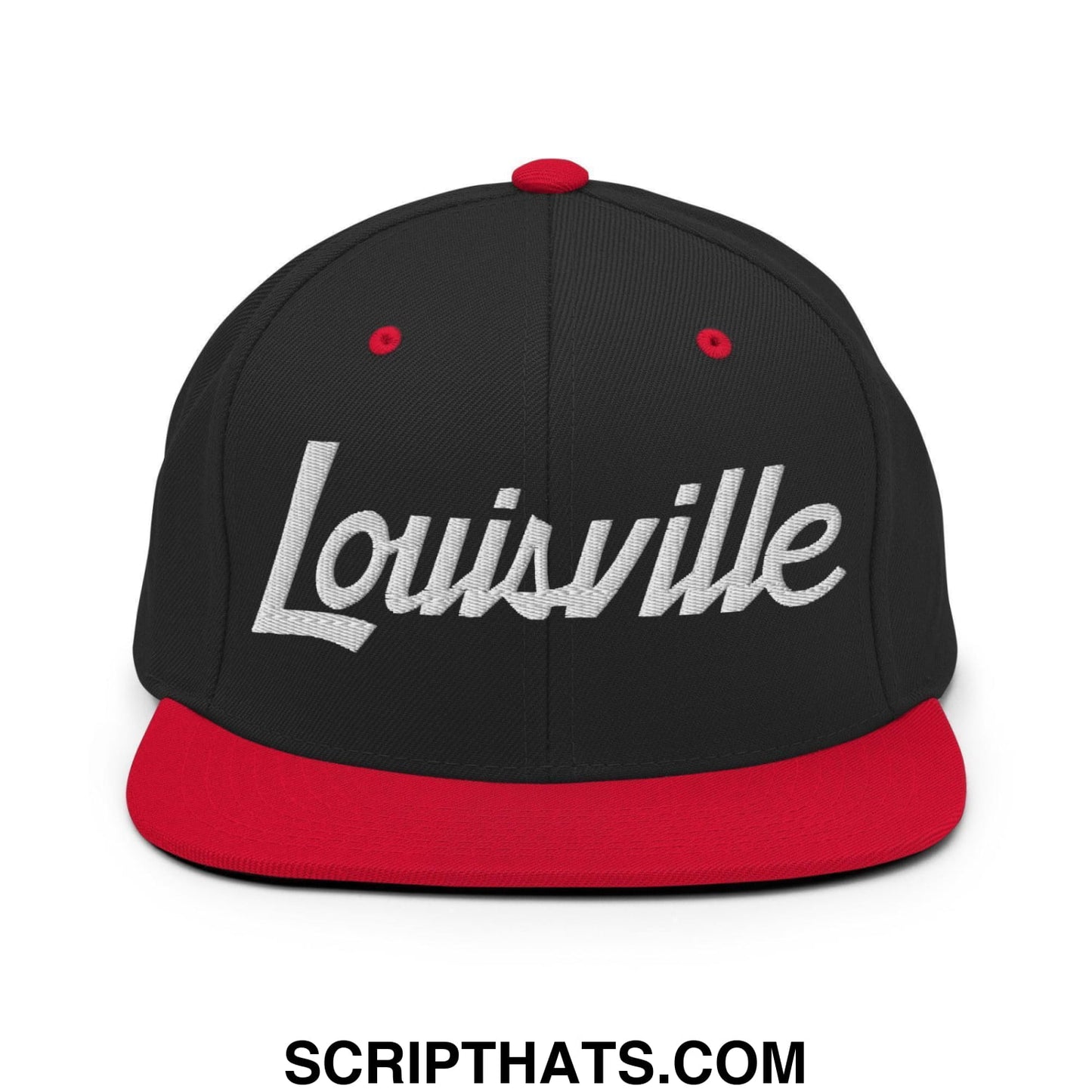 Louisville Script Snapback Hat Black Red