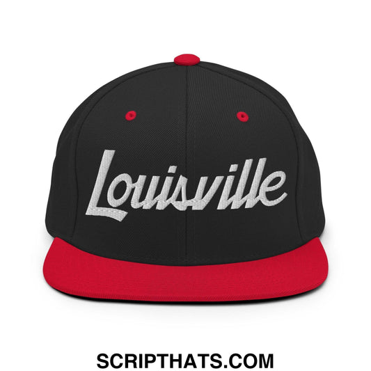 Louisville Script Snapback Hat Black Red