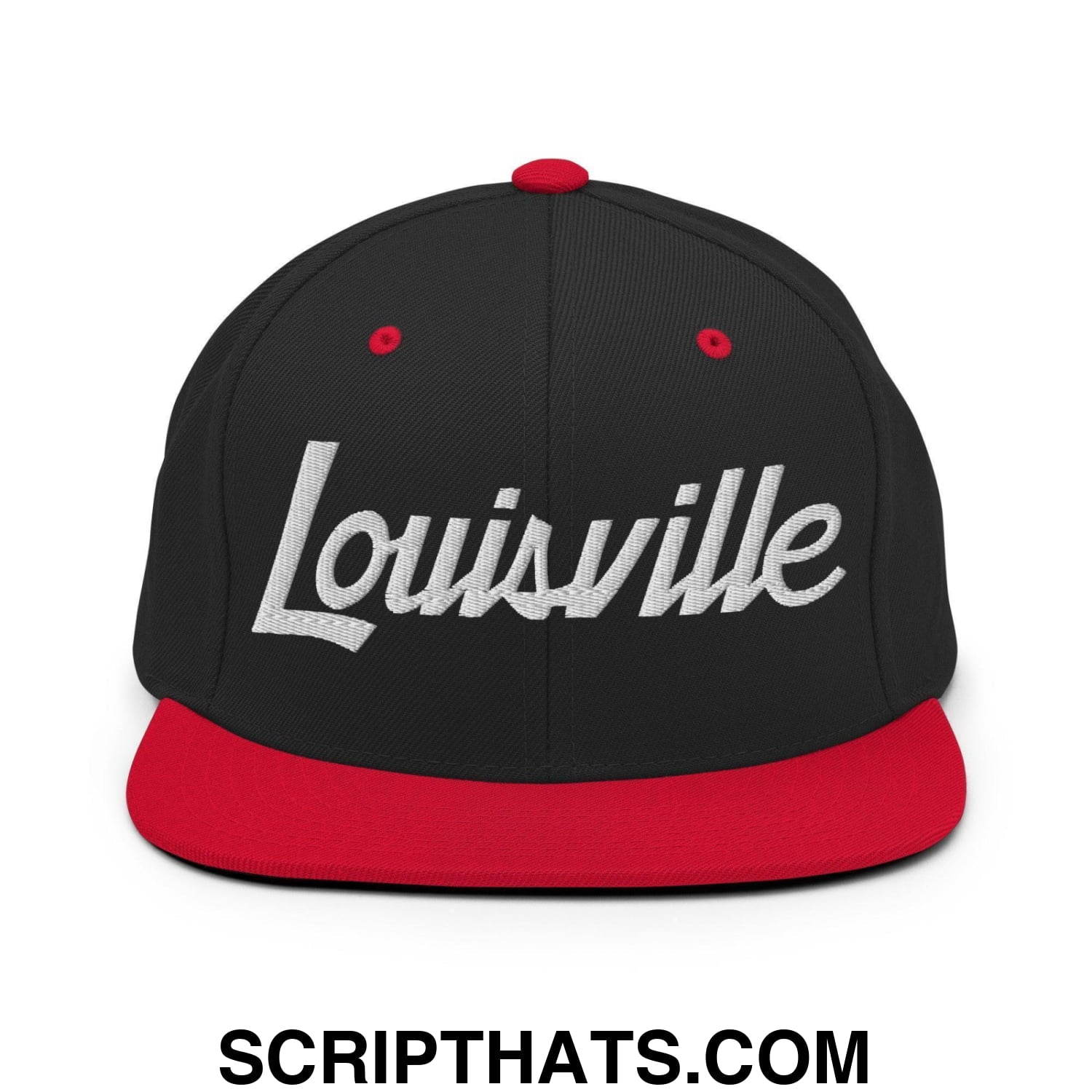 Louisville Script Snapback Hat Black Red