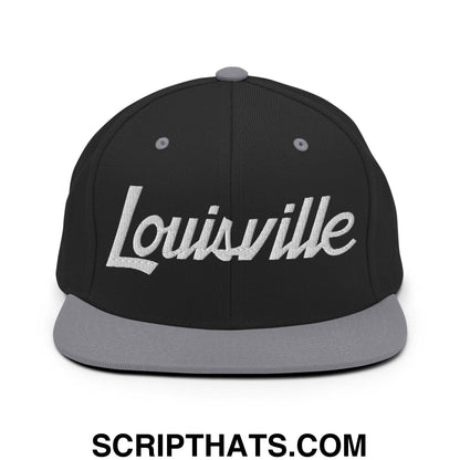 Louisville Script Snapback Hat Black Silver