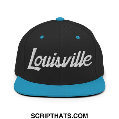 Louisville Script Snapback Hat Black Teal