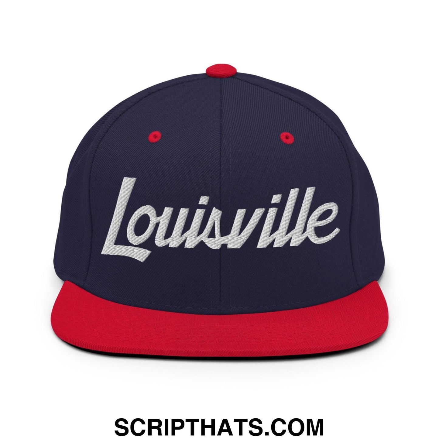 Louisville Script Snapback Hat Navy Red