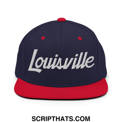 Louisville Script Snapback Hat Navy Red
