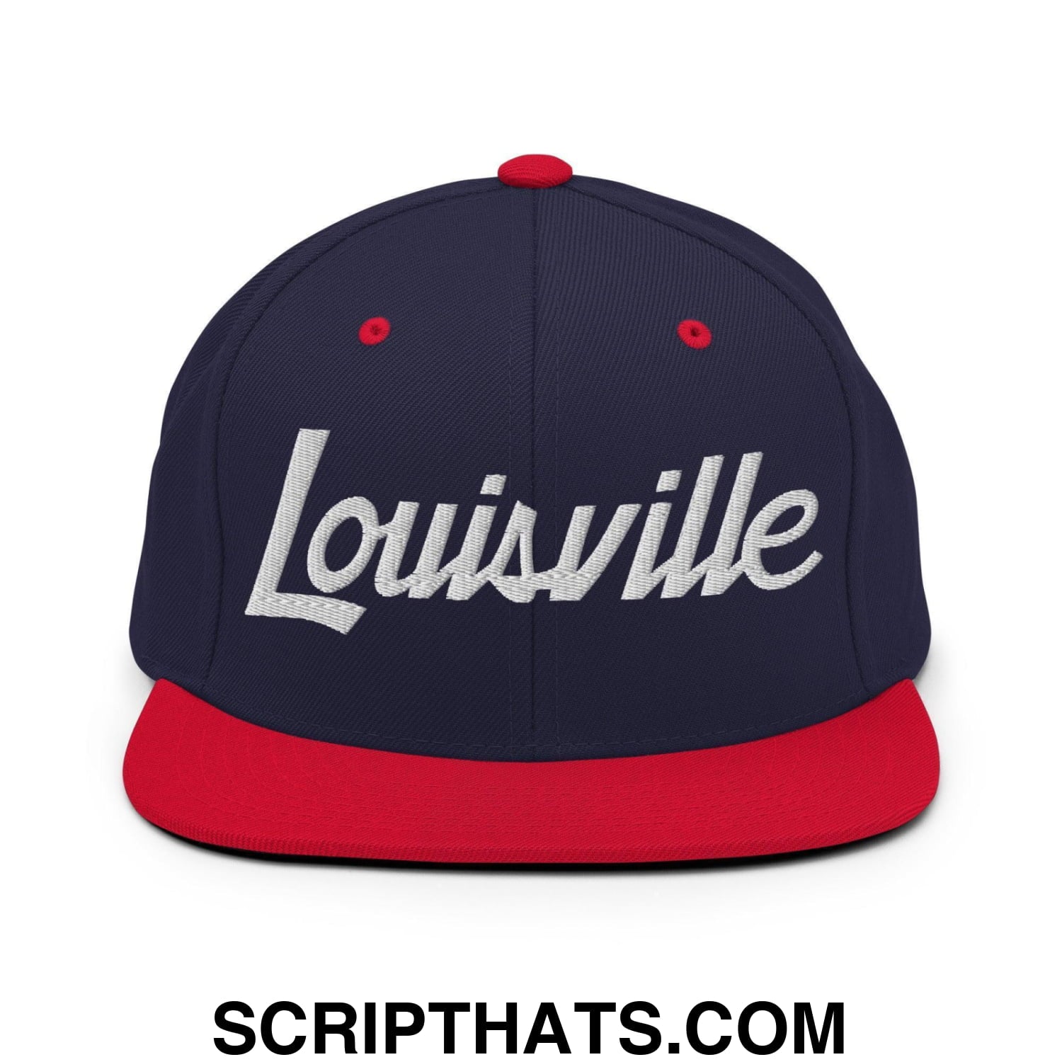 Louisville Script Snapback Hat Navy Red